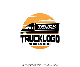 Trucking logo template, Truck silhouette abstract logo template vector suitable for cargo logo delivery cargo trucks.