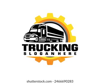 Trucking logo template, Truck silhouette abstract logo template vector suitable for cargo logo delivery cargo trucks.