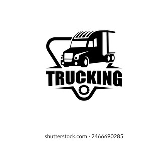 Trucking logo template, Truck silhouette abstract logo template vector suitable for cargo logo delivery cargo trucks.