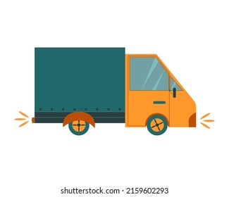 trucking. orange truck. flat illustration. vector