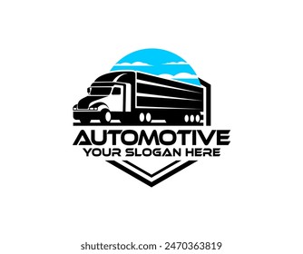 Trucking outline logo, Truck silhouette abstract logo template vector