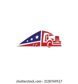 Trucking Red Blue Logo Vector Design