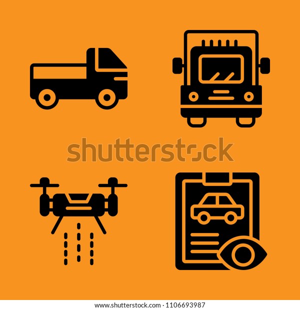 trucking, technician, survey and landscape\
icons set. Vector illustration for web and\
design
