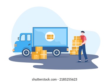 Trucking Transportation Cartoon Illustration Cargo Delivery Stock ...