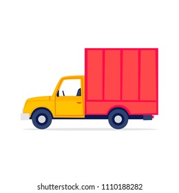 Trucking, truck, moving, boxes. Flat style vector illustration