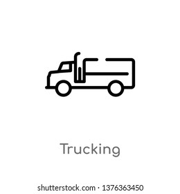 trucking vector line icon. Simple element illustration. trucking outline icon from transport concept. Can be used for web and mobile