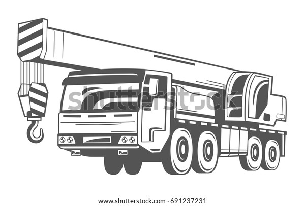Truckmounted Crane Vector Illustration stockvector (rechtenvrij) 691237231