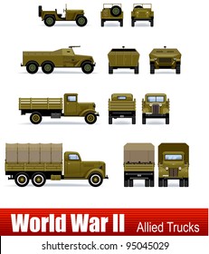 Trucks and APC in vector. WW2 series.
