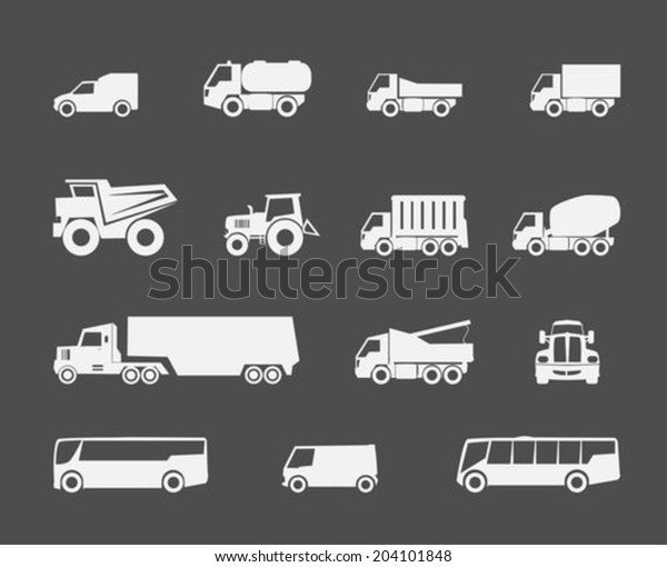 Trucks and buses flat icons\
set