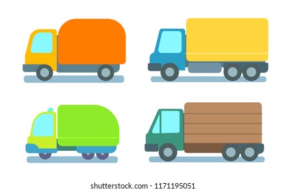 Trucks cartoon models, isolated on white background. Eps10 vector illustration.