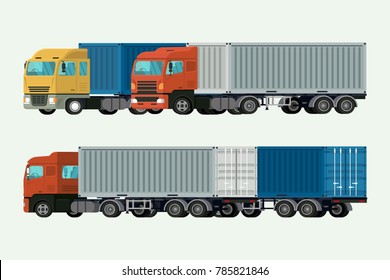 Trucks container delivery shipping cargo.  illustration vector