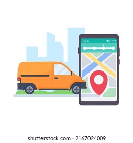 Trucks deliver goods to the recipient. online ordering concept