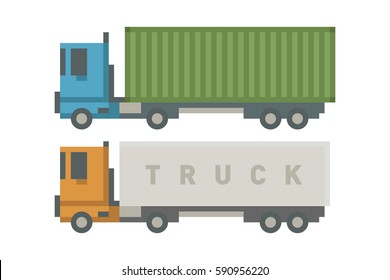 Trucks delivery vehicle vector.