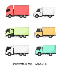 Trucks in drawing style vector set