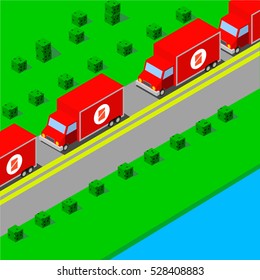 Trucks driving on highway