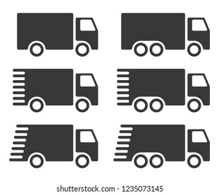 Trucks fast shipping vecotr icons set.