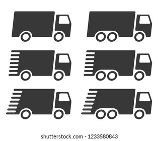 Trucks fast shipping vector icons set.