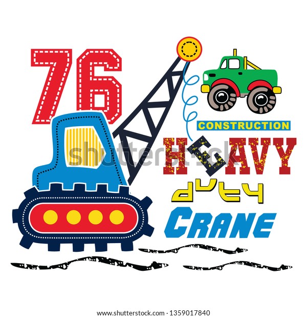 trucks\
and heavy equipment, cartoon vector\
illustration