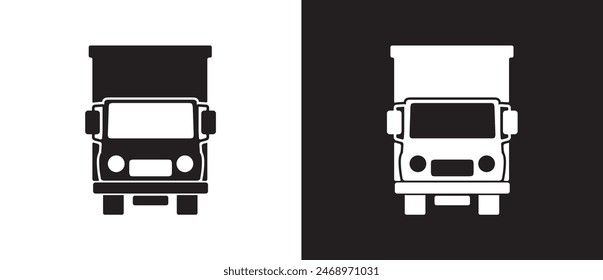 Trucks icon, Delivery symbol, Cargo shipping delivery expedition related vector icon, E-commerce business concept. Shipping vector illustration on black and white background.