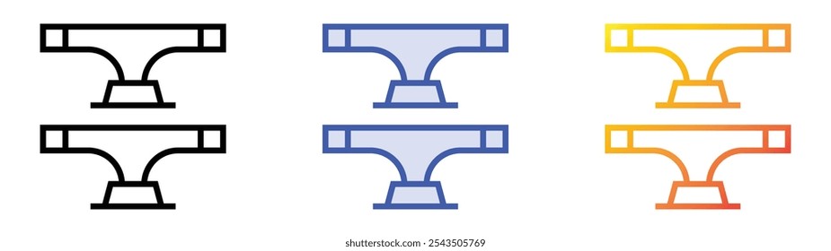 Icono de camiones. Lineal, relleno azul y diseño de estilo degradado aislado sobre fondo blanco
