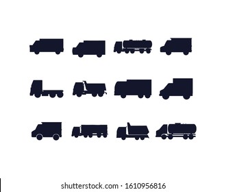 Trucks icon set design, Transportation vehicles transport wheel speed traffic road and travel theme Vector illustration