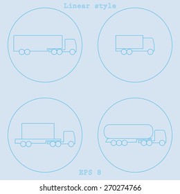 Trucks icon set,linear style. Modern design. Vector illustration EPS10