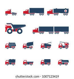 Trucks icons set.