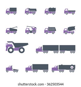 Trucks icons set
