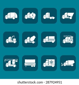 Trucks icons set. Vector silhouettes of vehicles