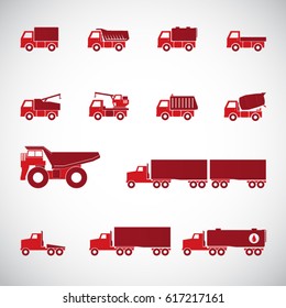 Trucks icons set. Vector silhouettes of vehicles