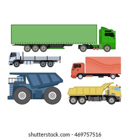 Trucks icons vector shipping cars vehicles cargo transportation by road