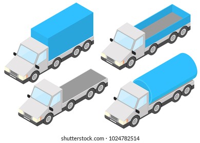 Trucks. Isometric vector illustration