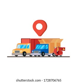 trucks and motorcycle delivery service vector illustration design