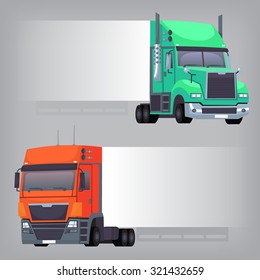 Trucks with non-dimensional side banner that can be used to create messages and place ads