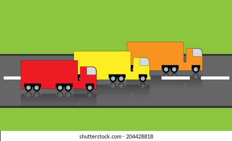 Trucks on road