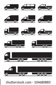 Trucks and pickups - vector illustration