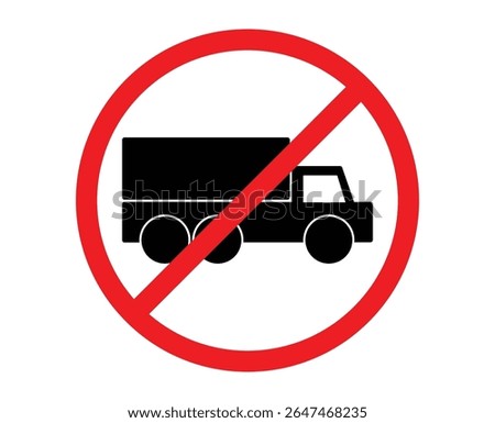 Trucks are prohibited from parking. Trucks are prohibited from passing. No truck sign. A red circle with a line through no trucks