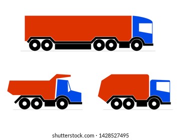 Trucks set isolated on white. Trendy  for graphic design.