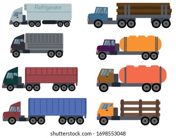 Trucks set. Types of trucks vector