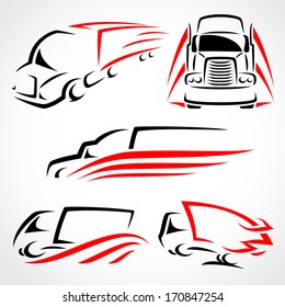 Trucks set. Vector 