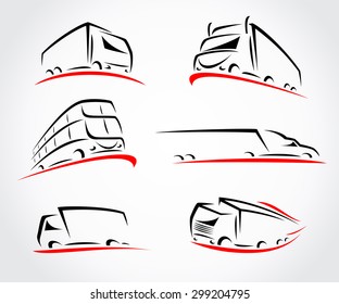 Trucks set. Vector