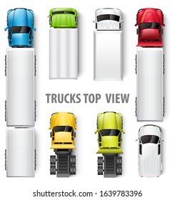 Trucks top view. Vector illustration