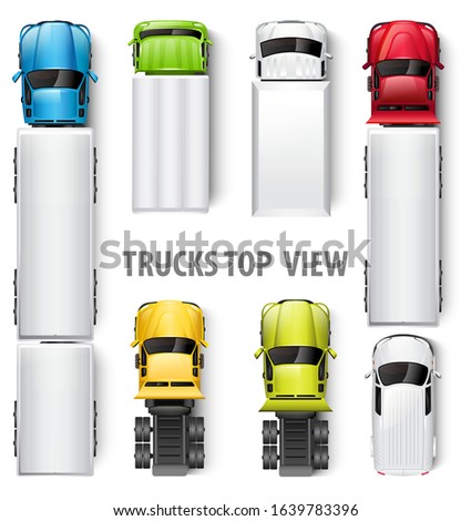 Trucks top view. Vector illustration