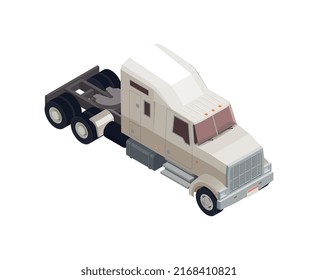 Trucks trailers transportation isometric composition with auto transport freight isolated icon on blank background vector illustration