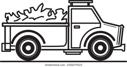Trucks used to transport agriculture, Agribusiness industry concept with a flat, line art icon.