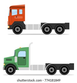 Truck-tractor, freight transport, pull cargo. Flat design, vector illustration, vector.