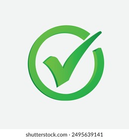 True or true 3D vector element icon,gradial green color