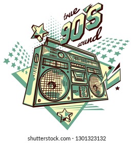 True 90s sound - funky colorful music boombox design