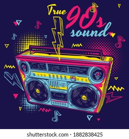 True 90s sound - funky colorful music boombox design