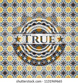 True arabic style badge. Arabesque decoration.